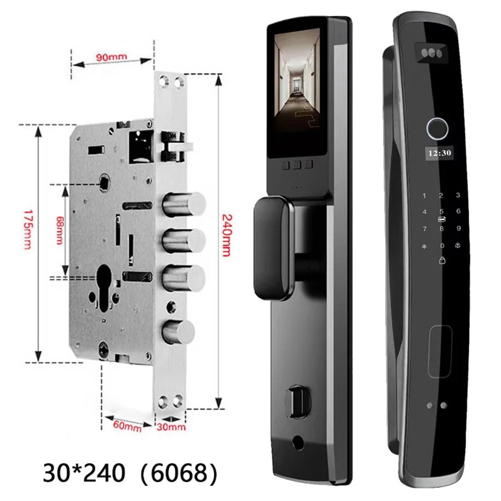 Serratura Smart, Riconoscimento biometrico Smart Door Lock Controllo remoto Impronta digitale Password IC Card APP Wifi Blocco sblocco,per camere da letto, uffici e hotel(D6s-Gray-6068R)