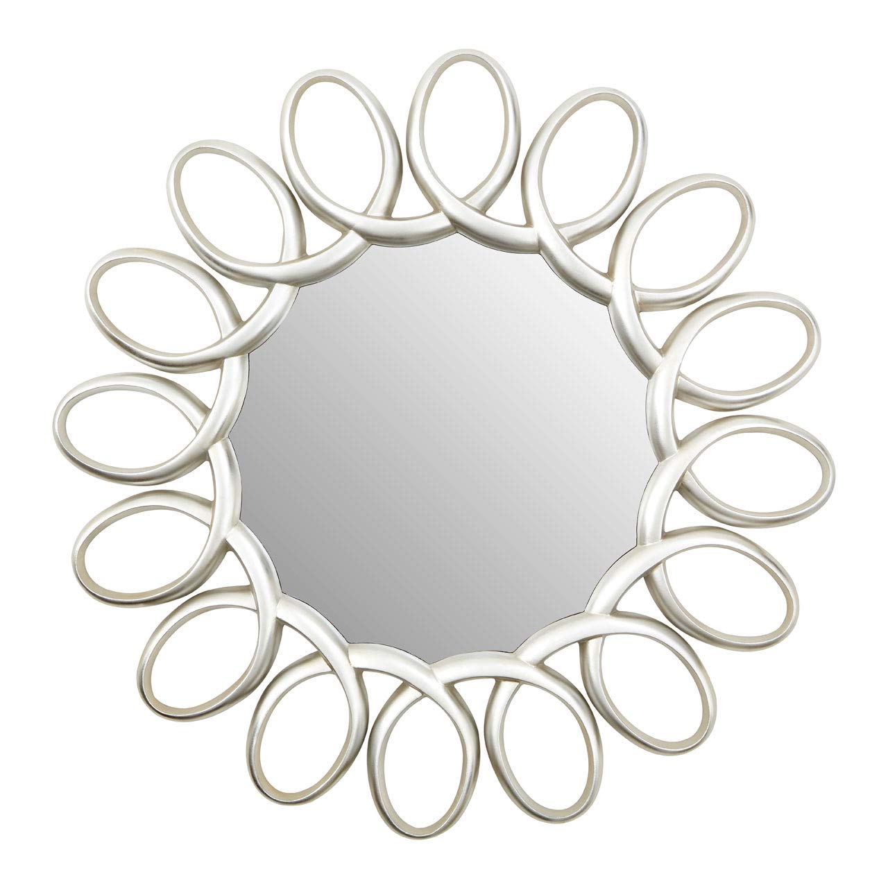 Orsina Large Wall Mirror With Petal FramePewter Finish Round MirrorOval Accent MirrorDecorative Mirror from B&Q