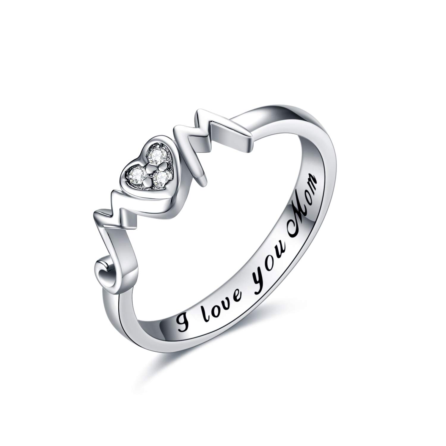 YFN Mom Rings 925 Sterling Silver Mom Mother Rings Women Jewelry Gifts for Mum Mothers Day Gifts
