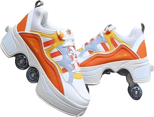 Patines retráctiles 2 en 1 para niñas, unisex, zapatos de cuatro ruedas, ruedas ajustables para interiores y exteriores, zapatos de deformación