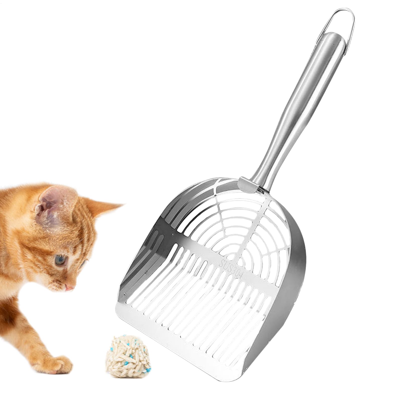 Yidueace Metal Cat Litter Scoop - 2-in-1 Mesh Pet Poop Scoop | Kitten Poop Shovel | for Dogs Cats Kitten Puppy Multi-Pet Households Indoor Living Room Veterinary