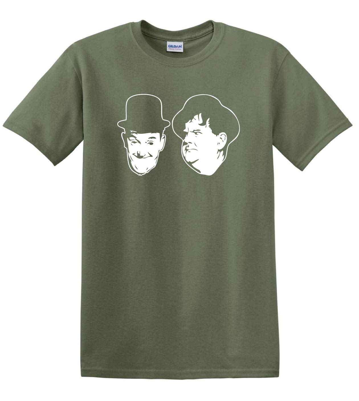 Revolutionary Tees Laurel and Hardy Comedy Legends Retro Film T-Shirt Military Green
