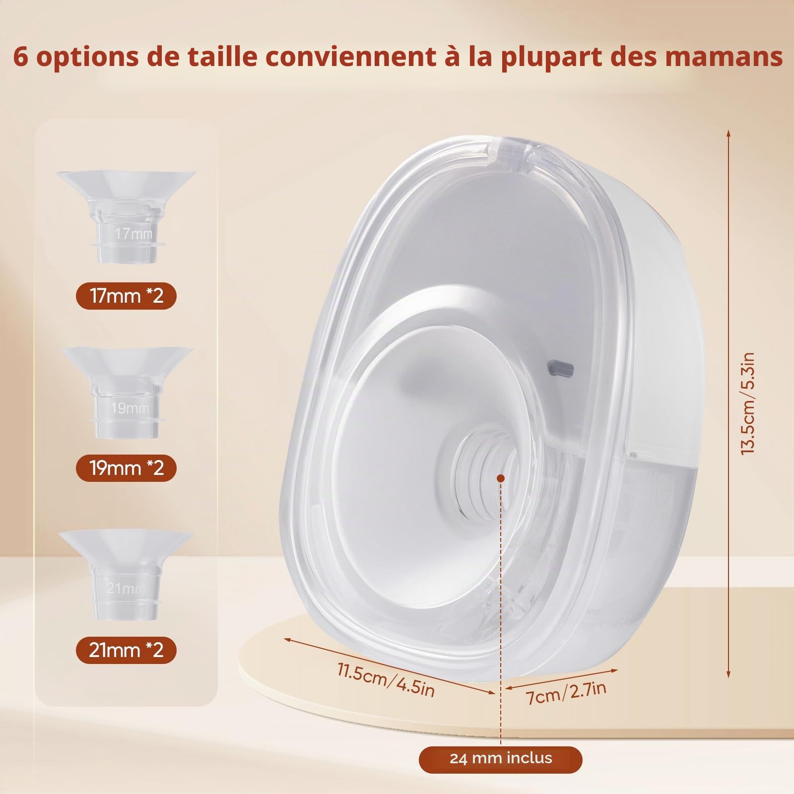 Tire-lait électrique, tire-lait portable mains libres avec 4 modes 12 niveaux, sans BPA, silencieux, portable et léger avec bride 17/19/21/24mm, affichage LED intelligent