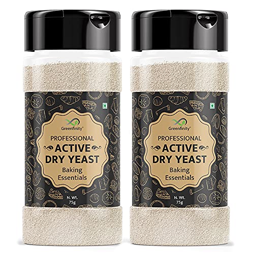 Image of GreenFinity Active Dry Yeast - Baker's Yeast for Bread, Pizza, Cake & Idli - 150 g (75 g x 2) - High Activity, Reliable Leavening, Fast Rise