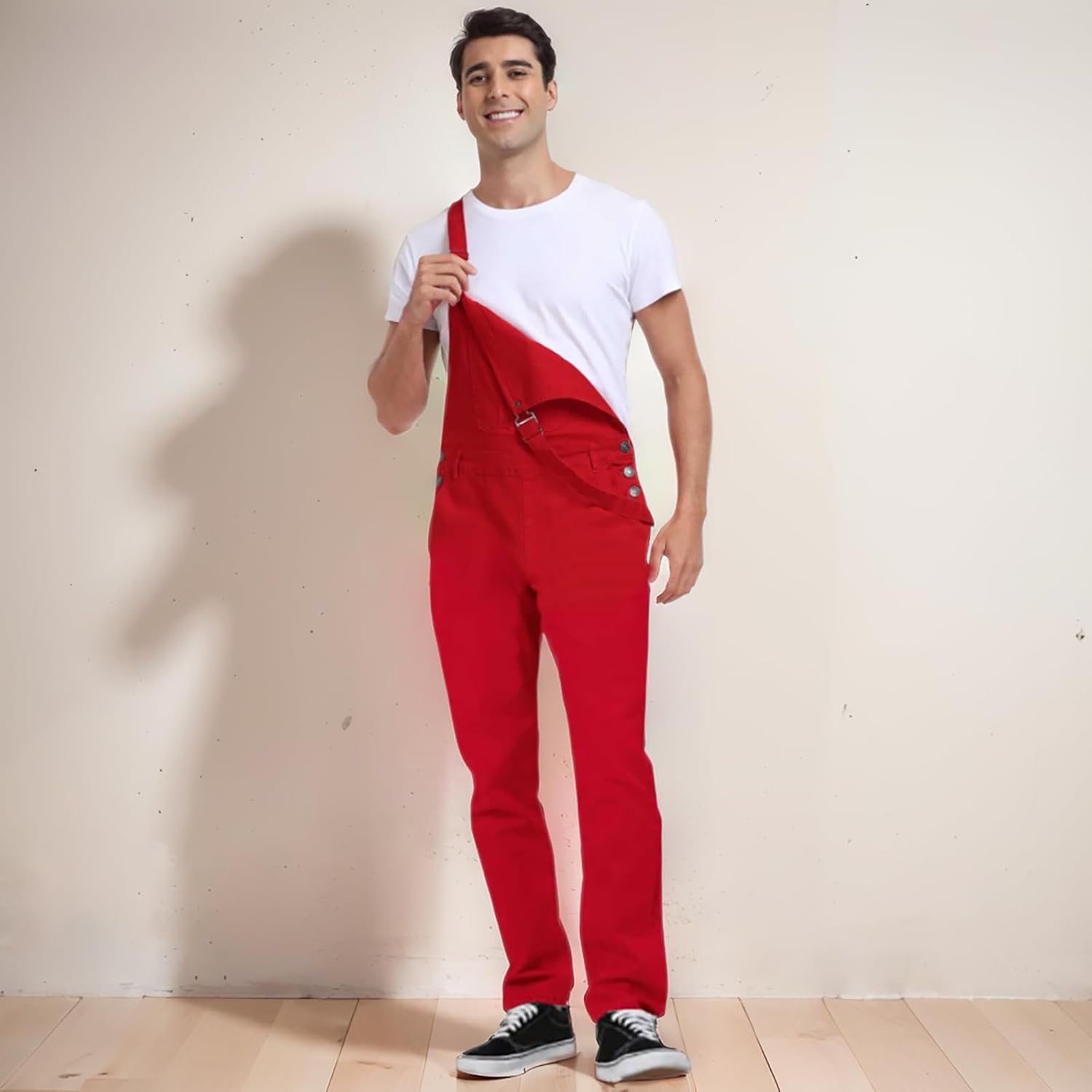 Men's Denim Bib Overalls Slim Fit Stretchy Fashion Jean Jumpsuit with Pockets - Image 4