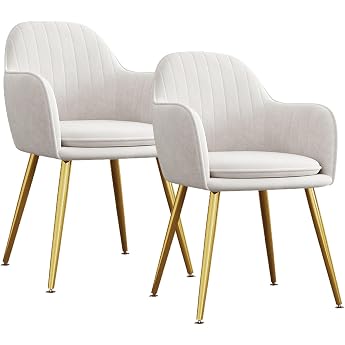 Velvet Dining Chairs Makeup Chair with Gold Metal Legs Padded Accent Chair Home Kitchen Chairs Side Chair for Bedroom Dining Room Living Room Armless Chair