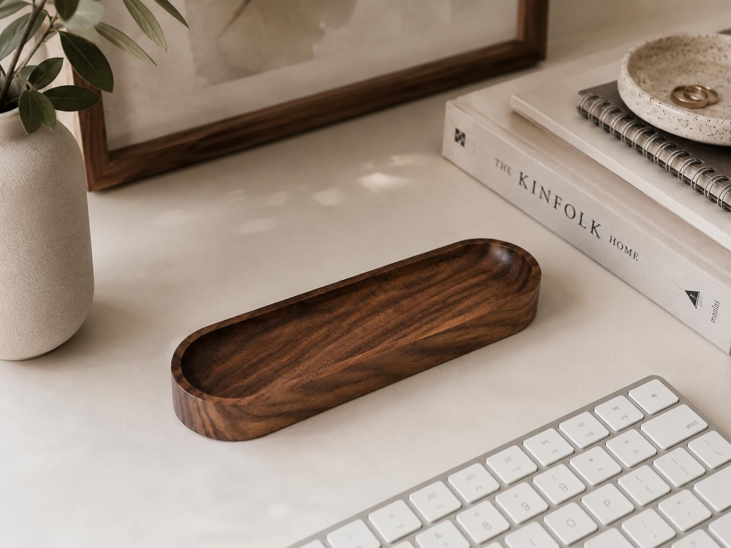 Stiftablage aus Walnussholz, minimalistischer ovaler Stifthalter aus Holz, Büro-Schreibtisch-Organizer, Schreibgeräteablage, Arbeit, Studenten, Lehrer, Geschenk