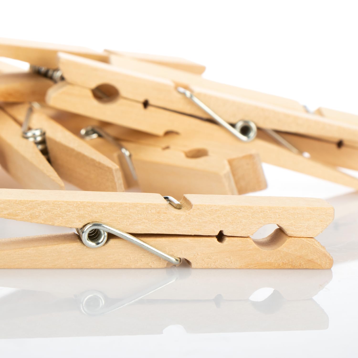 COM-FOUR® 100x XXL Pinzas para la Ropa de Madera - Madera de Abedul sin Tratar para Colgar Ropa Aprox.10 cm (100 Piezas - Abedul - XXL)