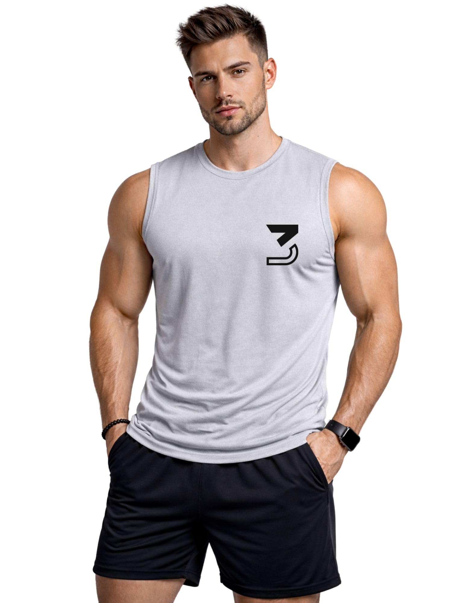 3colors 3Colours RGB Fitness Designer Gym Stringer Vest, Gym Vest, Racer Y Back, Sports Tank Tops, Sando for Men C Cut-3 Logo-picture-10