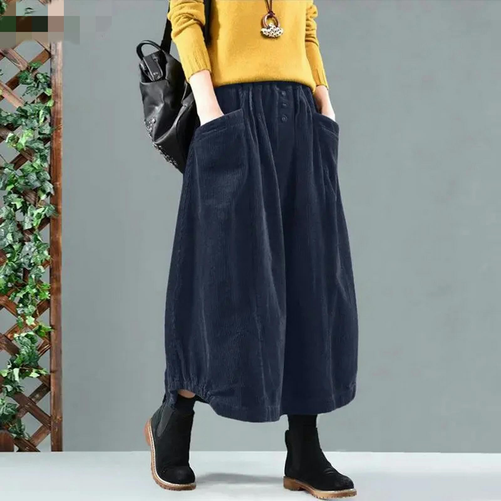 Damen Rock Elegante Frauen -cordrock -röcke Frühling Lässig Sundress Taille Maxi Vestidos Weibliche Robe