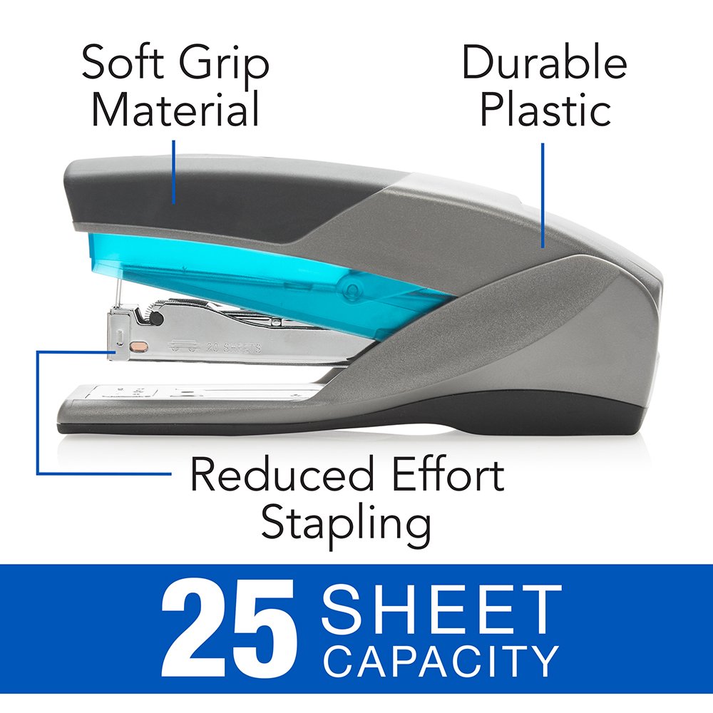 Swingline Stapler, Optima 25, Full Size Desktop Stapler, 25 Sheet Capacity, Reduced Effort, Blue/Gray (66404) - SWI66404