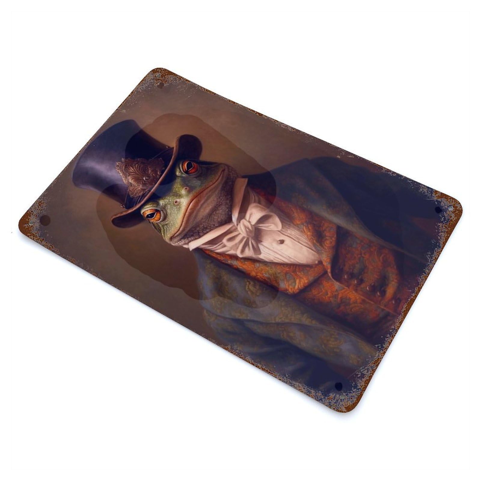 Vintage Rust Metal Sign Frog Poster 11.8"x7.9", Decorative Metal Wall Art for Basement, Hobby Room And Garage Decor