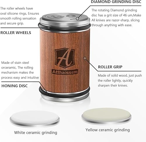 Miniatura 3 de Kit de afilador de cuchillos rodantes con 4 discos de diamantepiedra de afilarcerámica. Sistema de afilado de cuchillos con 4 ángulos magnéticos de
