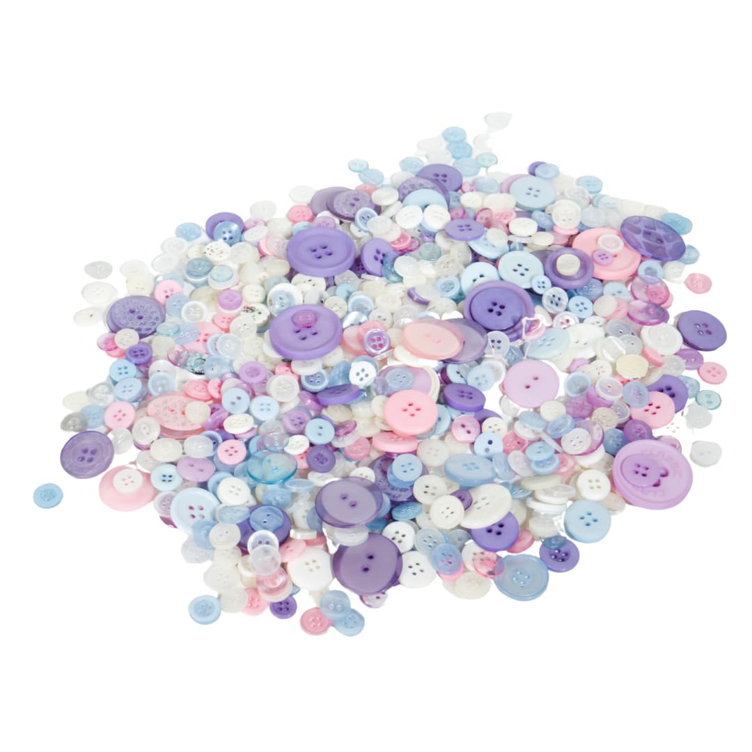 Assorted Shapes & Sizes Craft Buttons 250g – Macaron Mix – Pastel Colour Selection for Sewing, Cardmaking & Kids’ Crafts