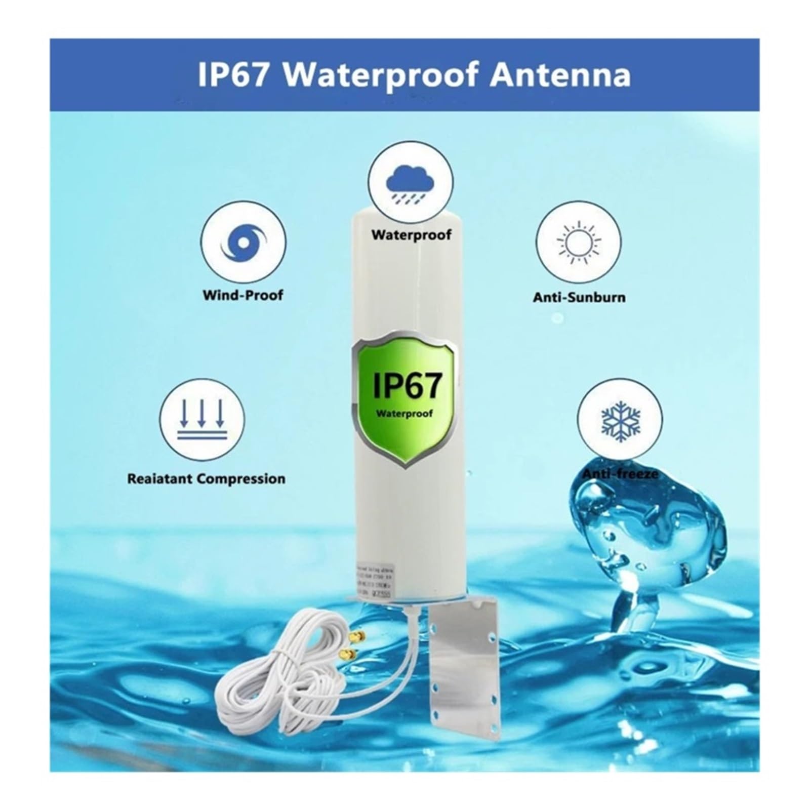 Antenne WiFi Omnidirectionnelle 4G LTE 3G GSM 28 DBi, Amplificateur De Réception Réseau Étanche Extérieur TS9 CRC9 SMA For Signal Facile Large Compatibilité(5m and CRC9)