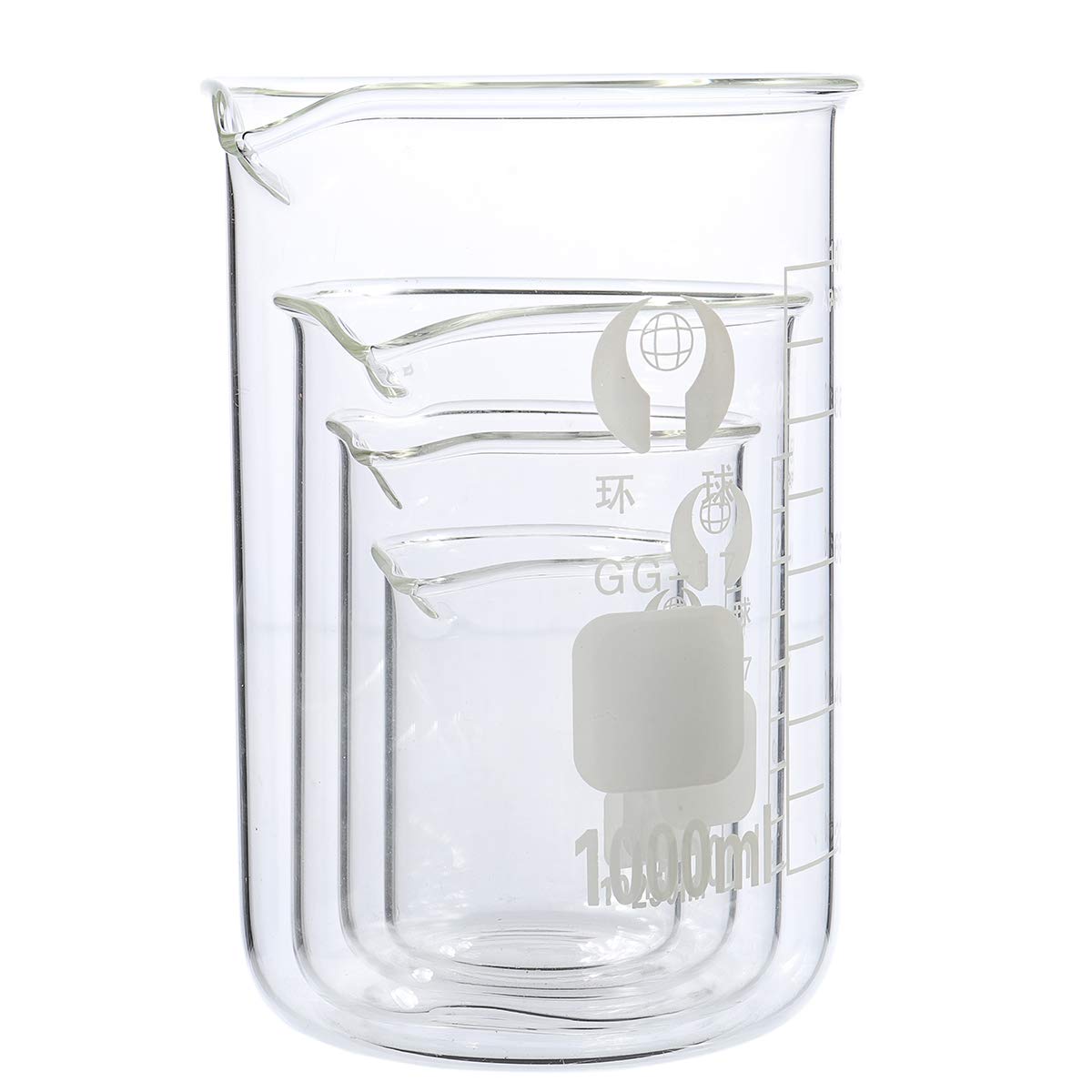 VIDOO 4 szt. 100 ml 250 ml 500 ml 1000 ml zestaw zlewki ze szkła borokrzemowego zlewka objętościowy pomiar laboratoryjny wyroby ze szkła laboratoryjnego