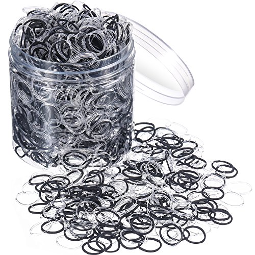 Gejoy Pack of 2000 Mini Rubber Bands Black and White Mixing Soft Elastic Bands with Box for Kids Ponytail, Braids Hair, Wedding Hairstyle