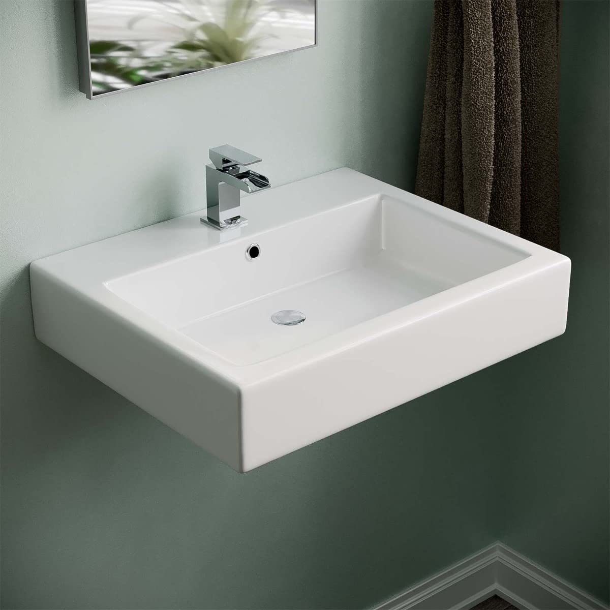 Nes Home 570mm Wall Hung Rectangle Cloakroom Basin White from B&Q