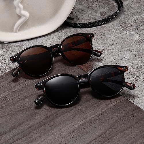 kimorn Sunglasses Womens and Men Polarized Retro Trendy Sun Glasses Vintage Round Frame K15153