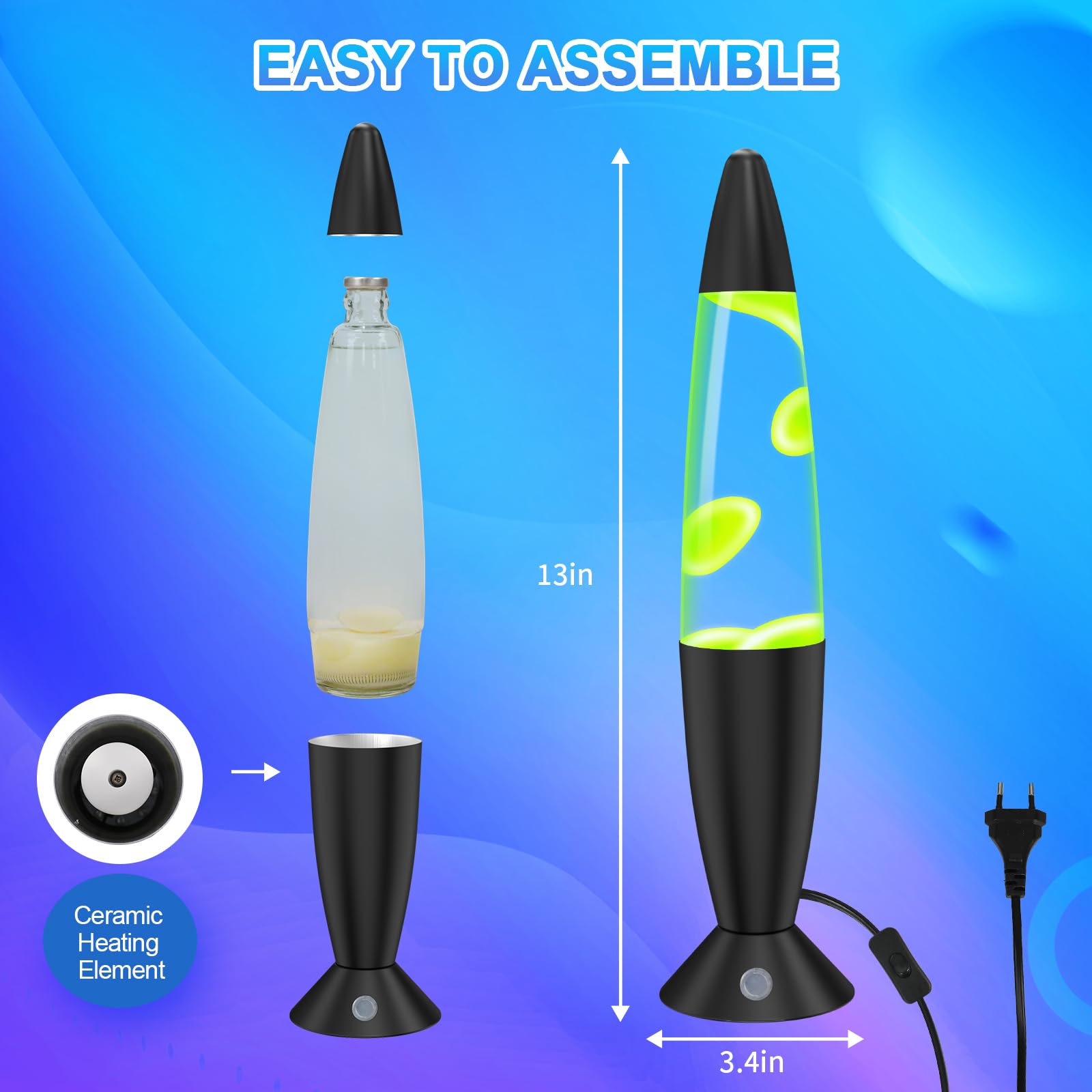 FBSPORT Lavalamp Lampada Lavalamp, 17 Colori RGBW e 4 Modalità di Cambiamento dell'Illuminazione, Lampada Rilassante per Camera da Letto e Soggiorno