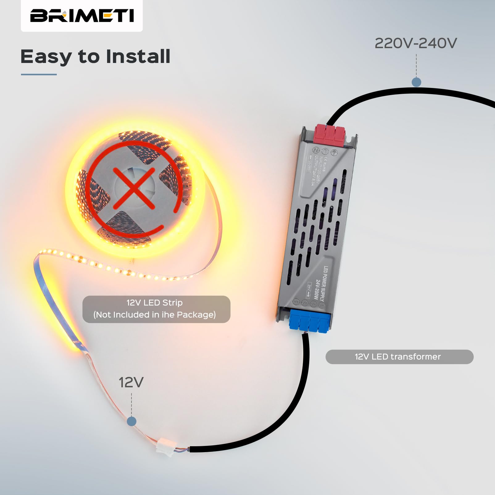 Transformateur LED DUSKTEC 220V Vers 12V 5A 60W Ultra Fin - Driver LED Constant Voltage Avec Dissipation Nid D'Abeille