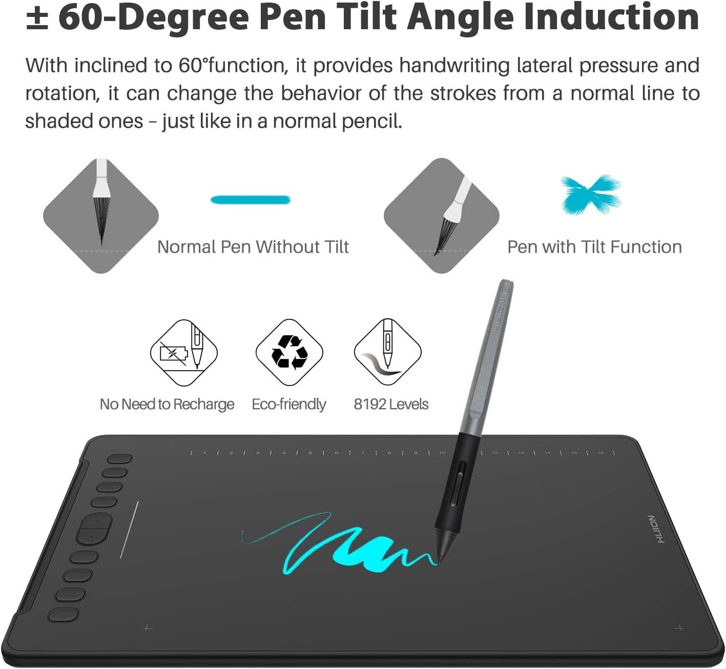 Best Cyber Deals 🔥 HUION H1161 Graphic Drawing Tablets 11 x 6.8 inch, Battery-Free 8192 Pen Pressure, 10 Express Keys and Touch Strip, Android/Chromebook Supported, Ideal Use for Distance Education