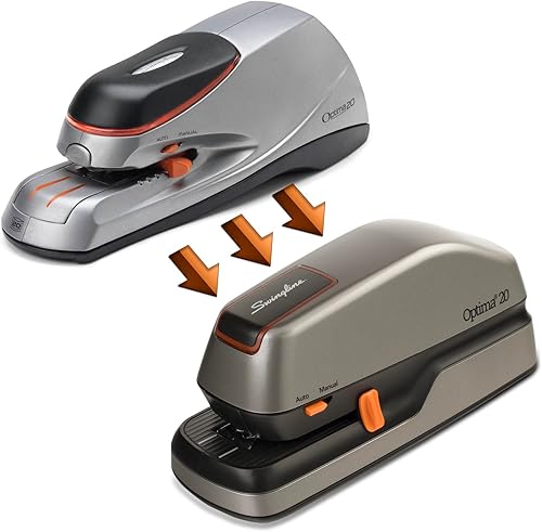 Miniatura 7 de Swingline Engrapadora eléctrica, capacidad para 20 hojas, Optima 20, sin atascos, automática o manual, enchufe o batería, plata (48208)