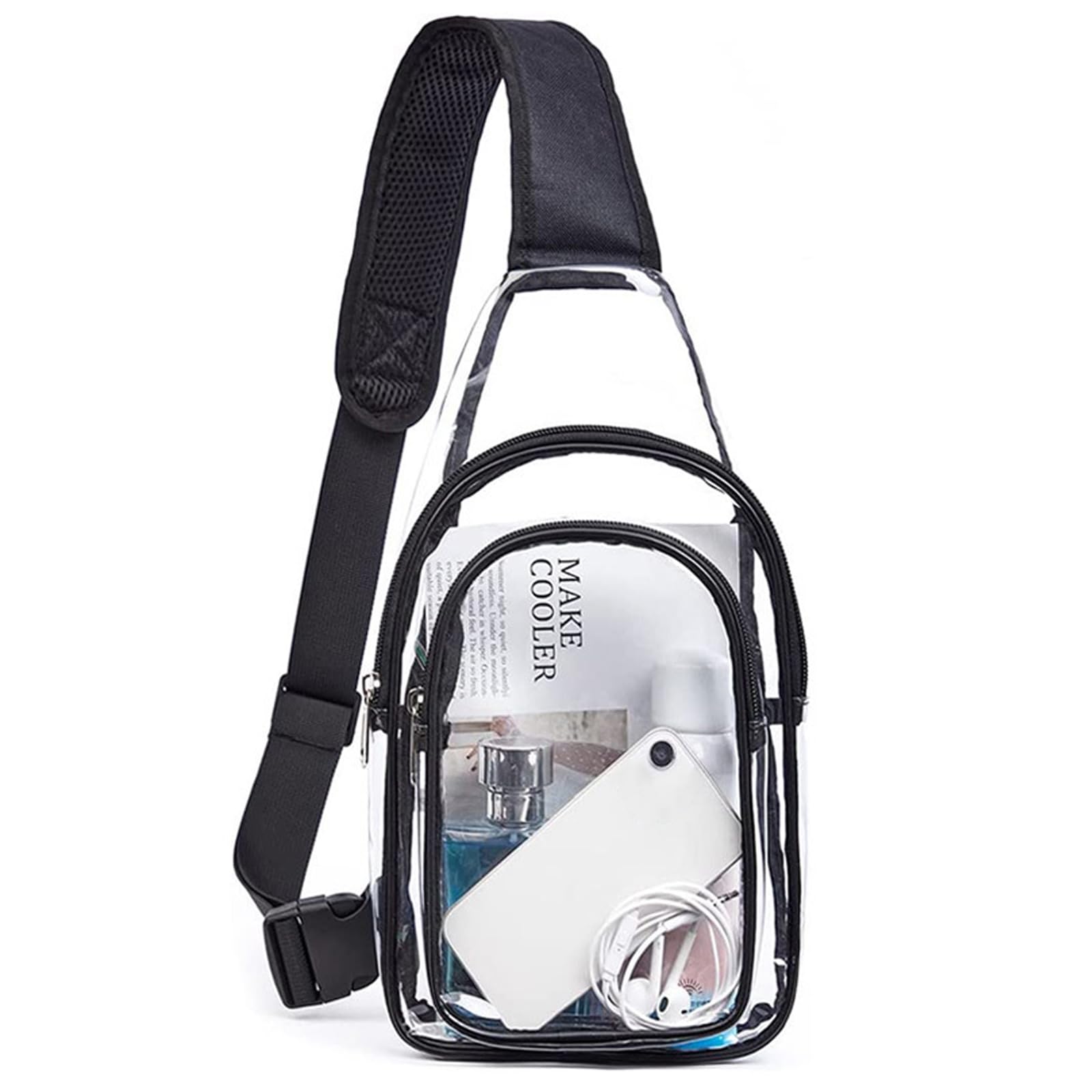 TYXHXTF Sac à Bandoulière, Sac de Poitrine Transparent, Imperméable Sacoche, Femme Décontracté Sacs à Dos, pour Les Festivals de Musique Stade Voyage Plage