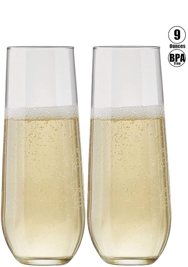 Oojami 24-Pack Stemless Plastic Champagne Flutes – 9 oz Unbreakable Crystal Clear Disposable or Reusable Toasting Glasses – Elegant Shatterproof Drinkware for Weddings, Parties, Mimosas & Events by Oojami - Used condition - Image 5
