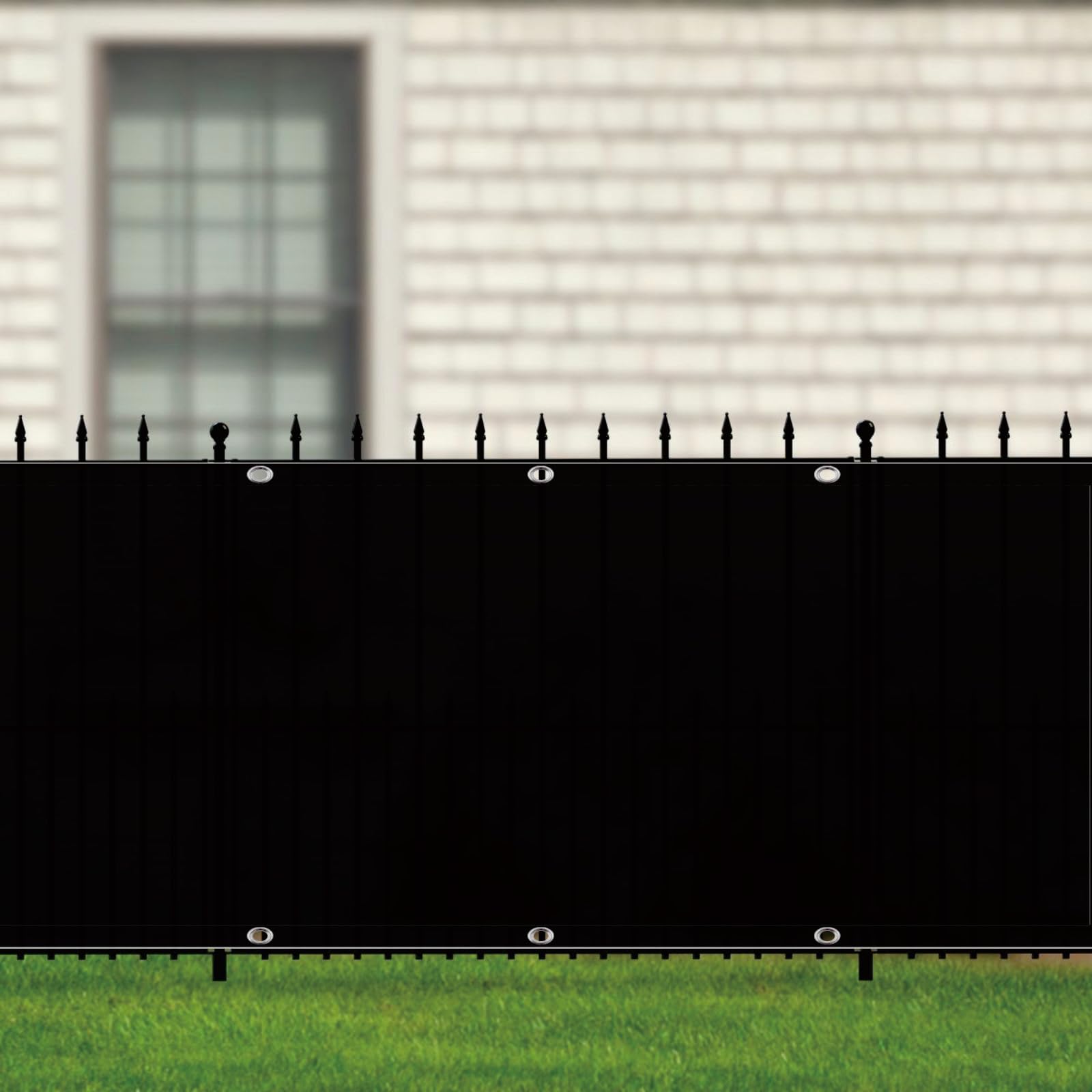 Osłona Ogrodowa 155 x 970 cm Ocrona Uv, Ochrona Przed Wiatrem, Wodoodporny, Osłona Na Ogrodzenie Tarasu Werandy Opaski Zaciskowe W Zestawie Na Balustradę, Czarny