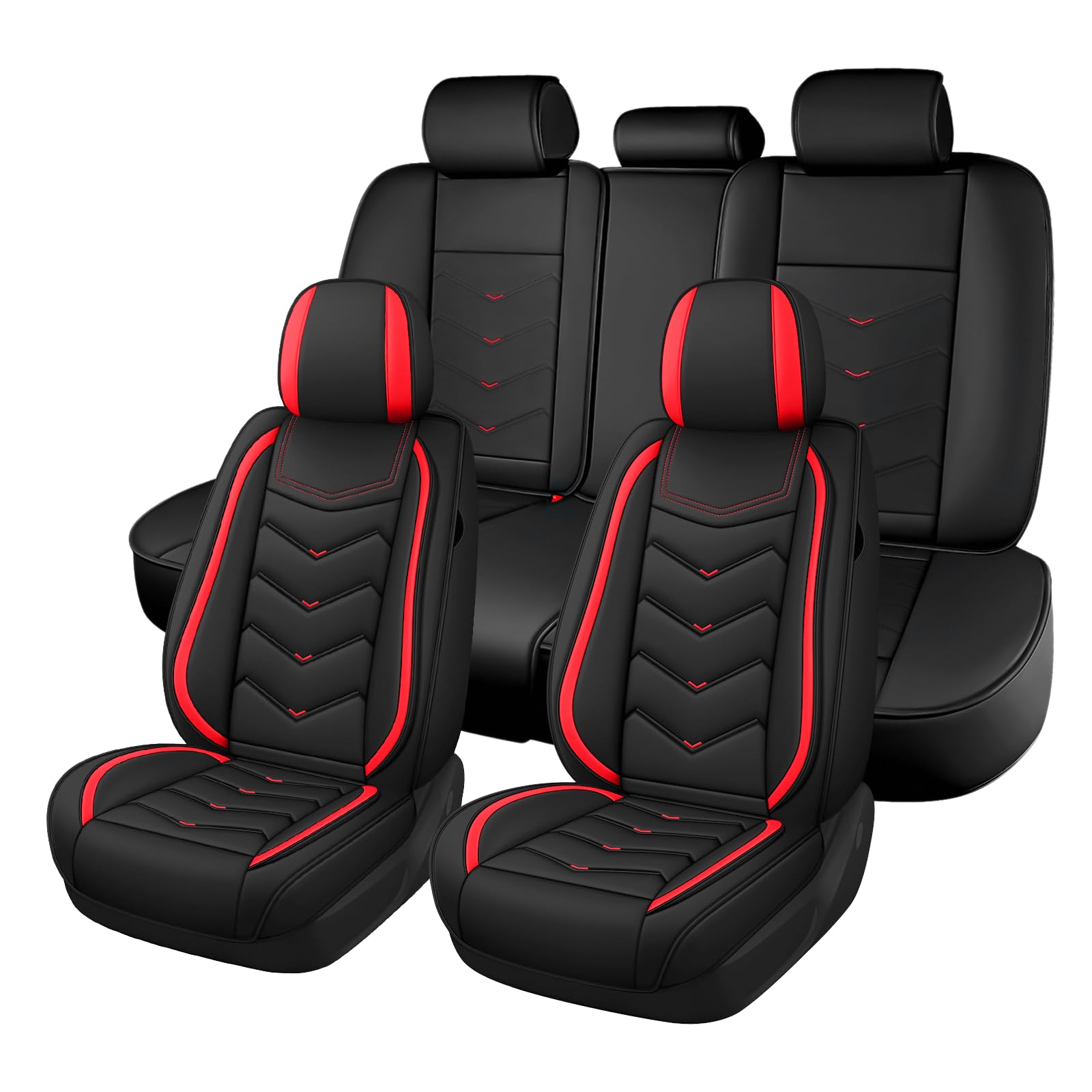 Car Seat Cover for MINI Cooper S Clubman 2008-2012, Seat Covers Full Set,Non-Slip Waterproof seat Cover,Wear-Resistant Nappa Leather car seat Covers. (Standard 5 Seats/Black Red)