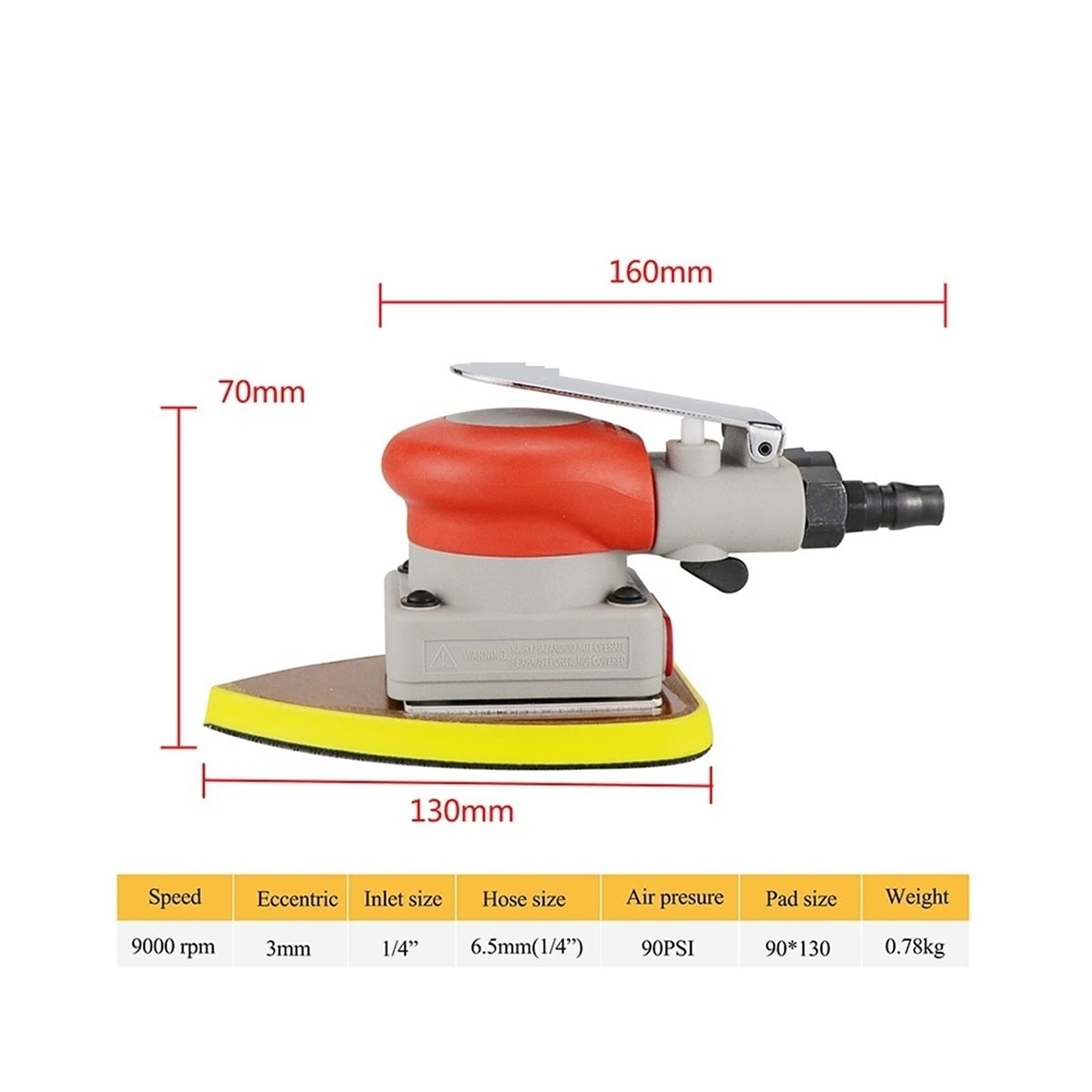 Pneumatische Schleifmaschine Poliermaschine Werkzeug 90 * 130 Dreieck Auto Innensitz Poliermaschine Holzschleifer Poliermaschine,Geringe Vibration(Style 1)