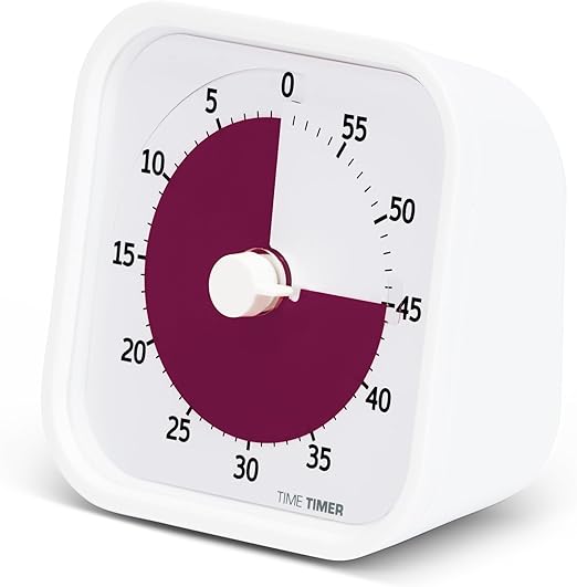 Time Timer Home MOD — 60 Minute Kids Visual Timer Home Edition — For Homeschool Supplies Study Tool, Timer for Kids Desk, Office Desk and Meetings with Silent Operation (Cotton Ball White)