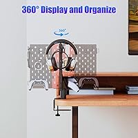 Vista 4 de PUTORSEN Headphone and Controller Holder for Desk, Rotatable DIY Modular Headphones Holder & Controller Stand with Cable Hooks, Clamped AboveUnder