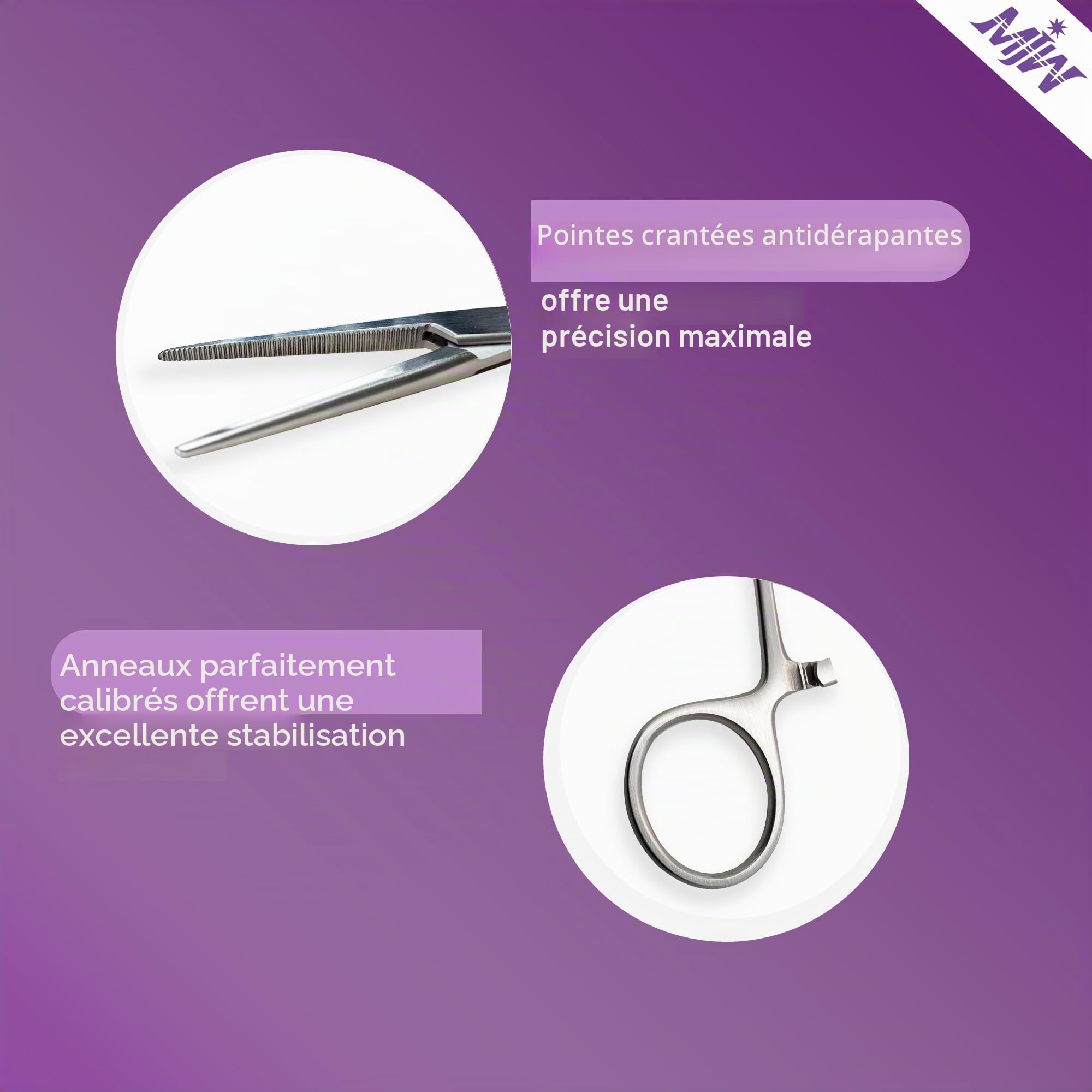 Pince hémostatique professionnelle MJW en acier inoxydable utilisée comme pince à bijoux, pince à pêche à la mouche et pince à décrochage de poisson – Pince à épiler pour poils d'oreilles d'animaux