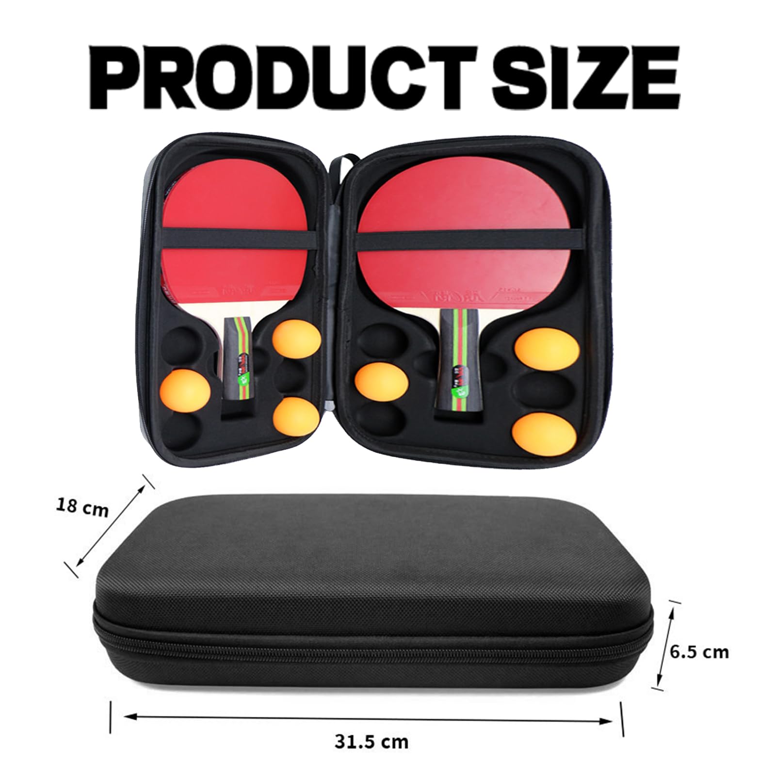 Cover per Racchetta da Ping Pong Eco Rival, Smavles Custodia per Racchetta da Ping Pong, Adatto per 2 Racchette e Palline (Solo Custodia)
