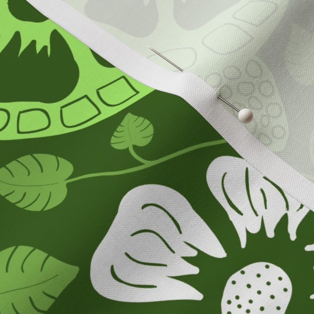 Spoonflower Fabric - Hawaiian Turtles Flowers Greens Garden Hibiscus Hawaii Turtle Nature Printed on Petal Signature Cotton Fabric by The Yard - Sewing Quilting Apparel Crafts Decor