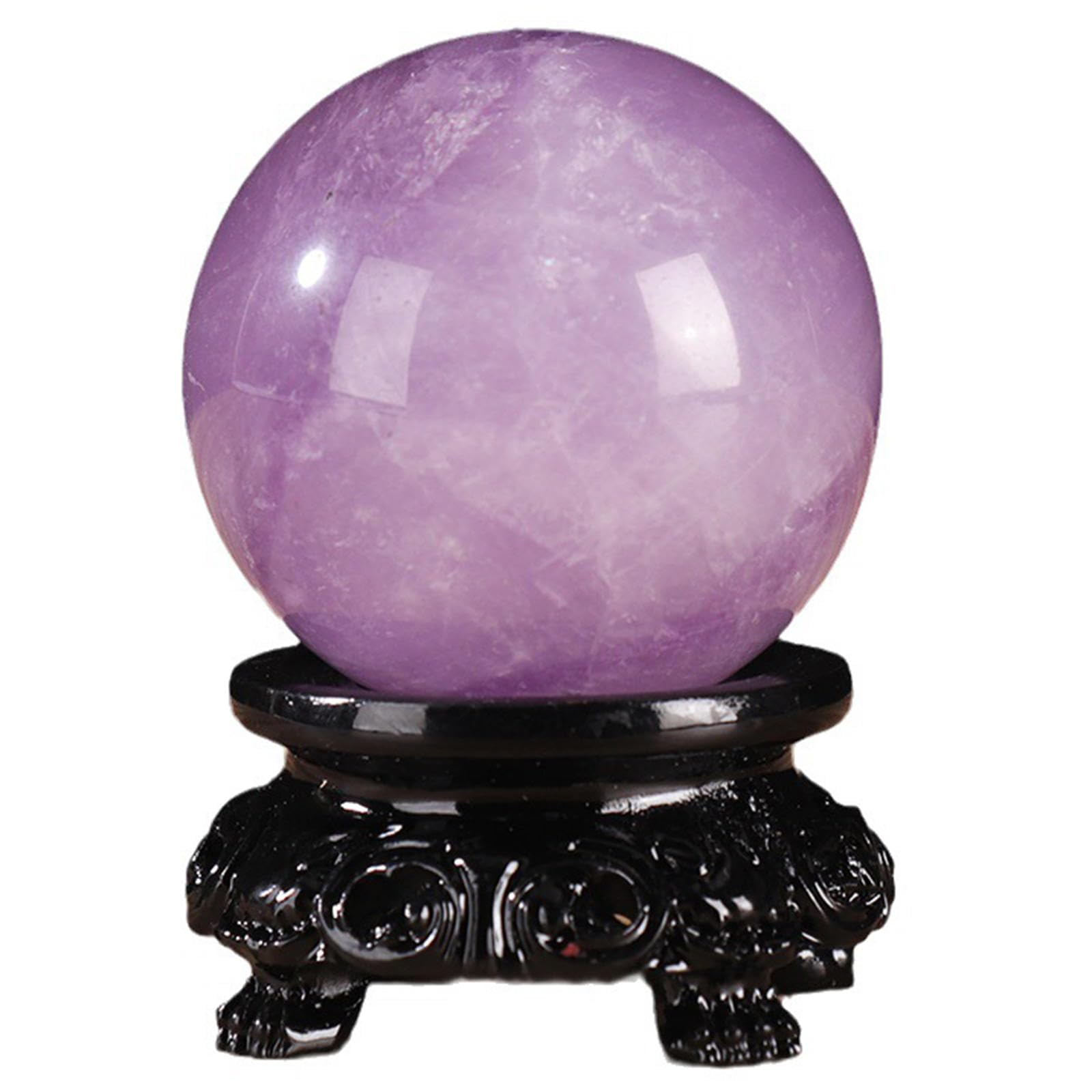 DPURPIWADY Dream Amethyst Crystal Quartz Sphere with Wood Stand Stone Ball Divination, ball-60mm