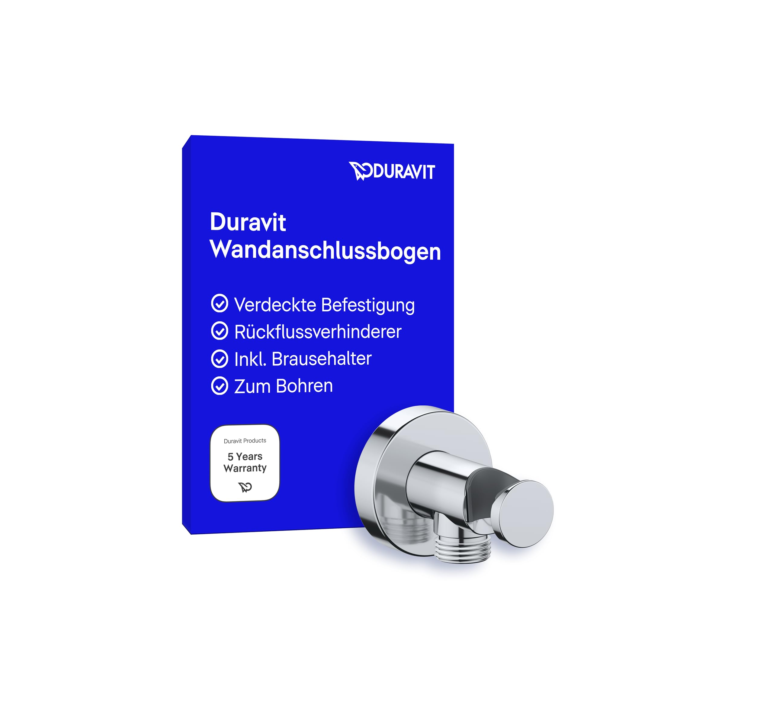 Duravit Wandanschlussbogen Schlauchanschluss inkl. Brausehalterung, runde Wandabdeckung, Chrom