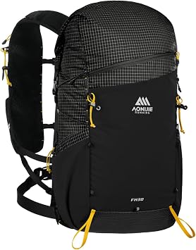 AONIJIE Hiking Backpack 30L Breathable and Adjustable Outdoor Hydration Camping Daypack for Backpacking Travel, Climbing A#30L-Black