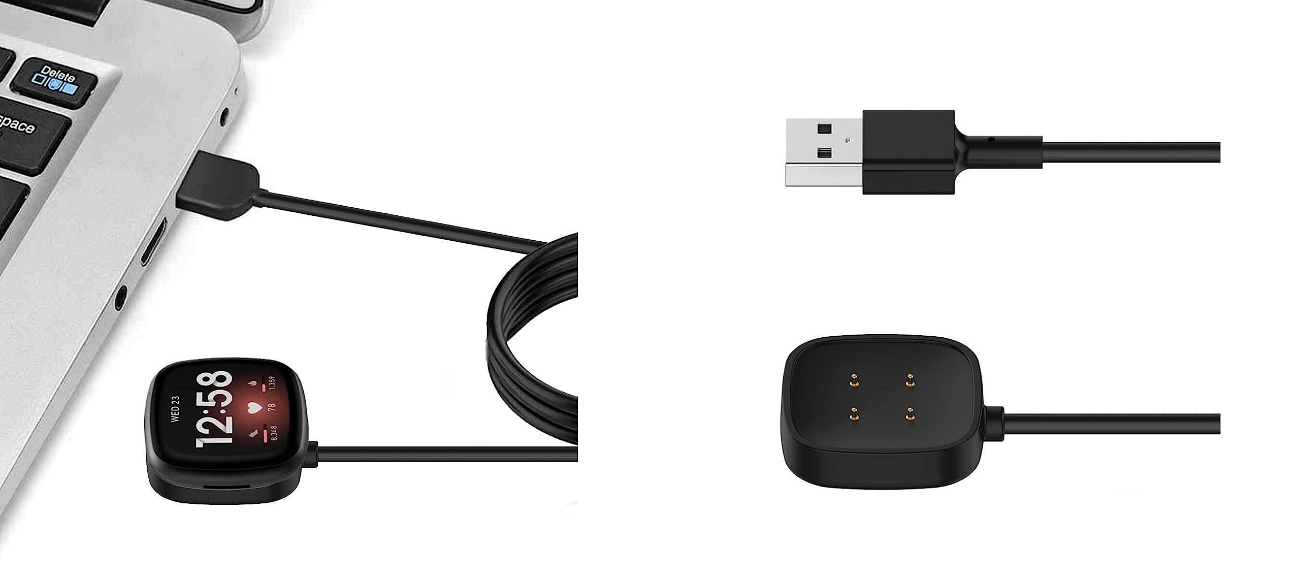 Caricatore Fitbit Sense Versa 2 Caricatori Wireless Per Fitbit Sense 1/2 E Versa 3/4 - Dock USB Ricarica Rapida, Cavo 1 Metro Dock Ricarica Sense Versa - Foto 7