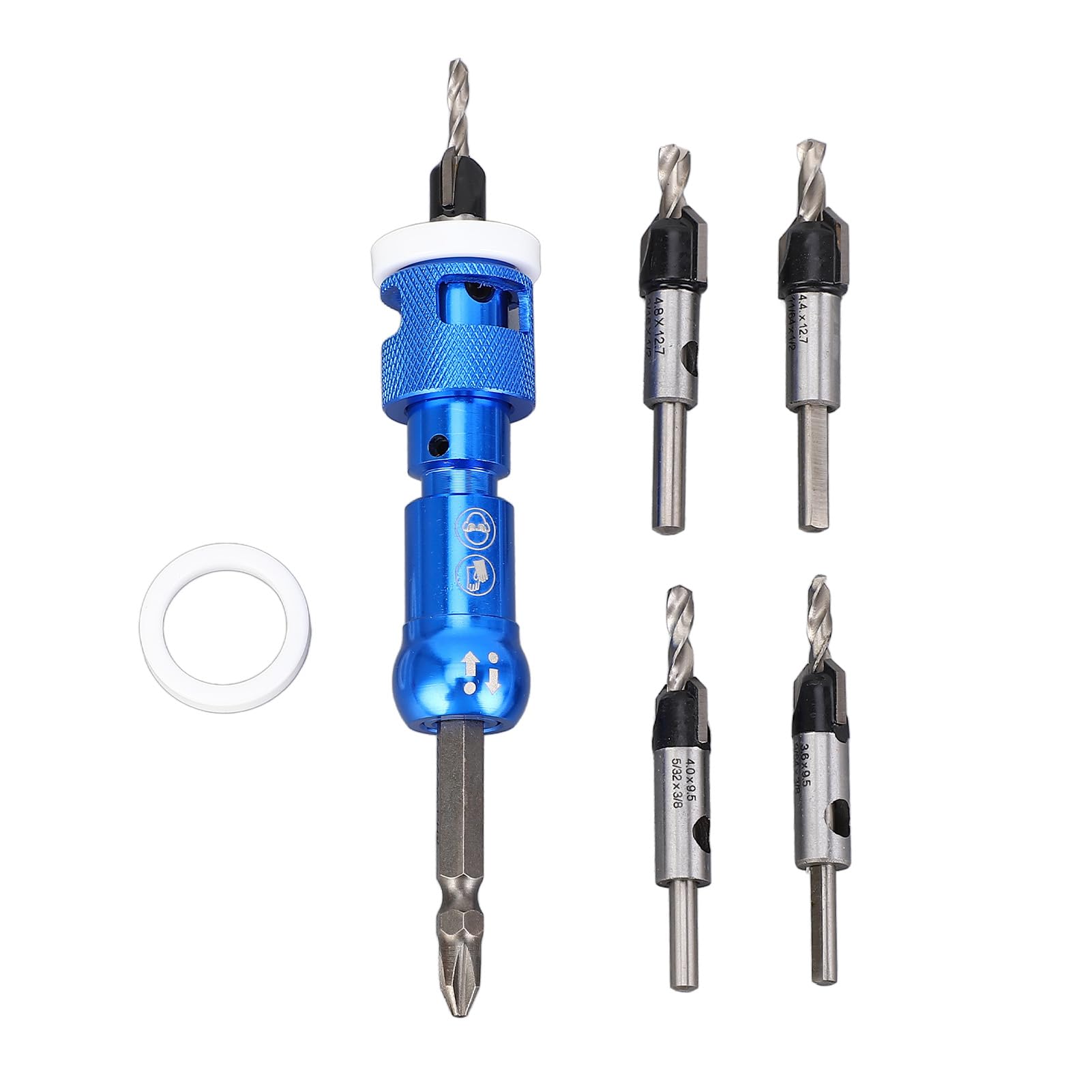 Woodworking Depth Stop Drill Set:82° Carbide Tipped Countersink Bits with Adjustable Stop for Pilot Screw Holes