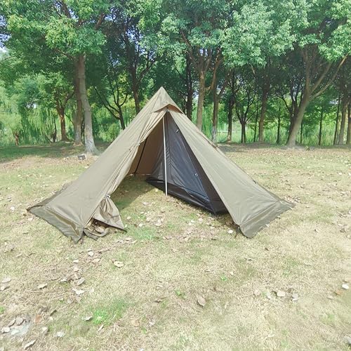 1-2人用 ワンポールタープ 難燃性 遮光性 煙突穴付き インナー 二重層構造 キャンプ用 タープ