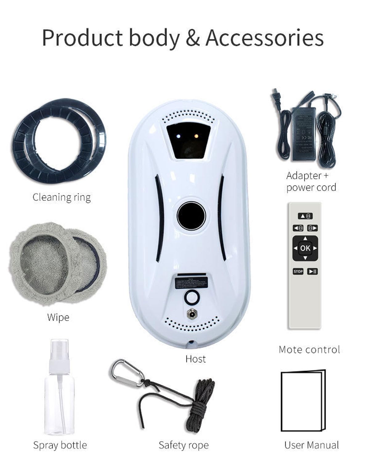 Automatyczny robot do czyszczenia okien, inteligentny środek do czyszczenia szyb z nawigacją AI i wykrywaniem krawędzi, mocne ssanie 2800 pa, ochrona przed upadkiem dla wysokich okien i dużych szyb