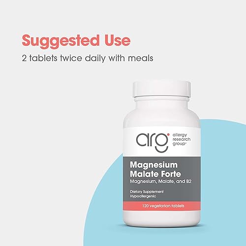 Miniatura 4 de Allergy Research Group - Magnesio Malate Forte - con Riboflavina - Apoyo Energético - 120 Tabletas Vegetarianas