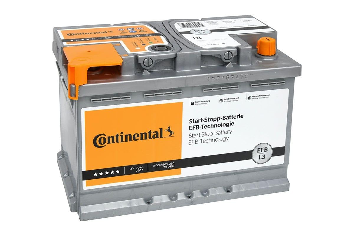 Continental Batteria 70, Ah 760, A/EN 2800012039280 L 278mm B 175mm H 190mm Compatibilità con PEUGEOT 206 2 volumi/Coda spiovente 2A/C 208 I Hatchback CA, CC, RENAULT Clio 2 BB0/1/2, CB0/1/2, VW