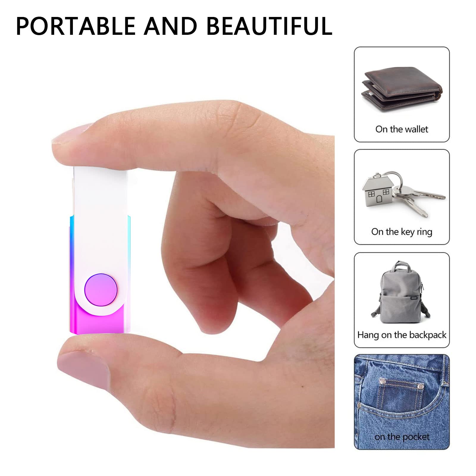 1 Pack Viola-Ciano 64GB USB Flash Drive Colore Sfumato USB 2.0 Memory Stick All'ingrosso Girevole Design Thumb Drive per l'archiviazione dei dati - Vista 6