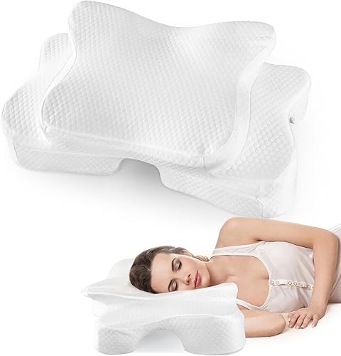 Almohada para dormir de lado para adultos con funda de enfriamiento, almohada ergonómica de espuma viscoelástica para personas que duermen de lado
