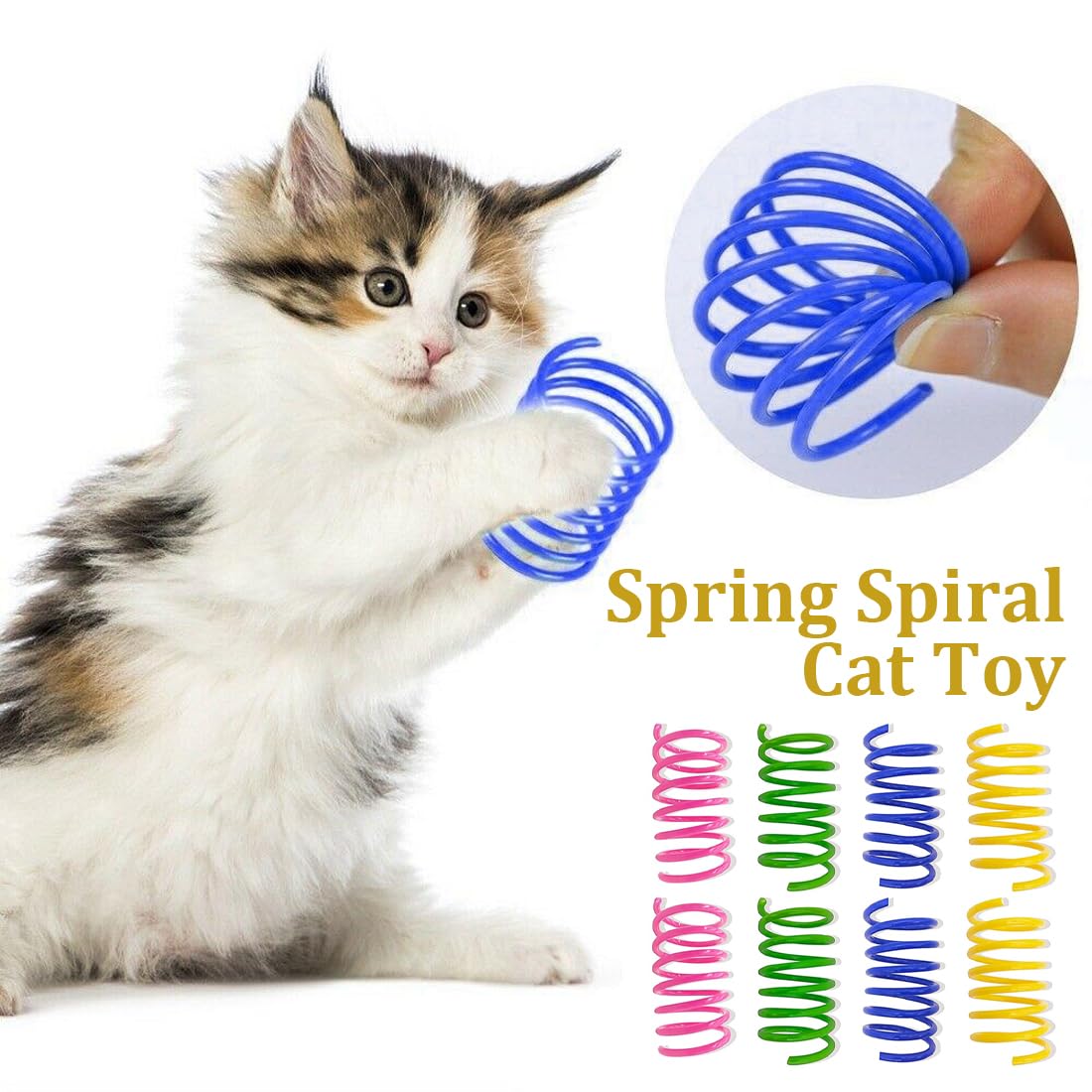 Jouet Ressorts Chat,16 Pcs Ressort Jouet Chat, Jouet Ressort pour Chat, Jouets Chat, Chat Ressort en Spirale en Plastique Jouet