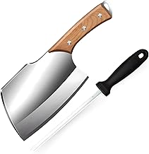 Machado Forging Serbian Chef Knife Set - 12" Full Tang High Carbon Clad Steel Butcher Cleaver with Knife Sharpener - Perfect for Vegetables, Fish, Meat - Ideal for Kitchen, Hotel, Restaurant